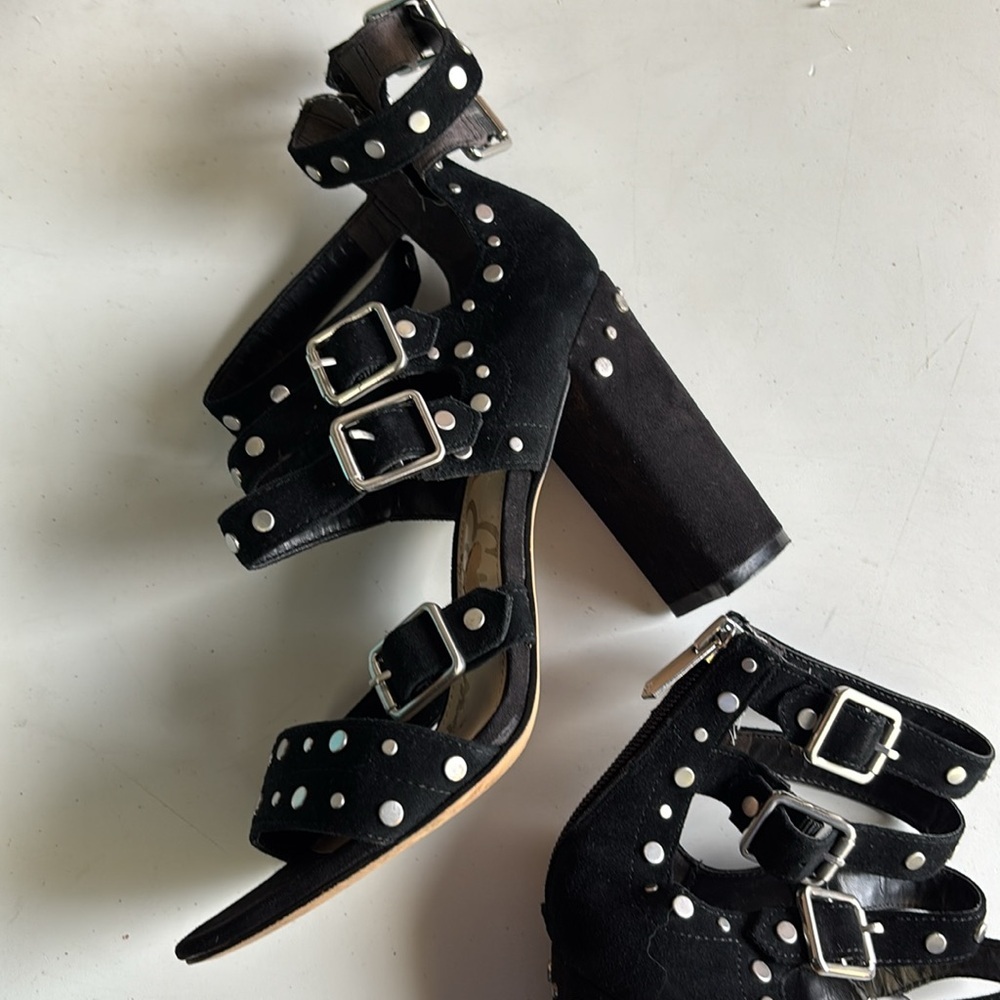 SAM EDELMAN YORK STUD HEELS Black Studded Women's Heels